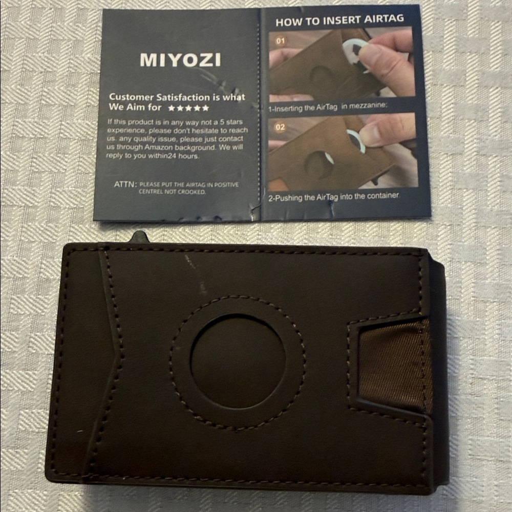 Miyozi Brown wallet with AirTag Slot NWOT